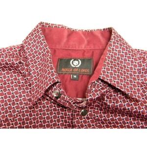 House Of Lords Men's Shirt Purple Print Pearl Snap Y2K Grunge Western Medium